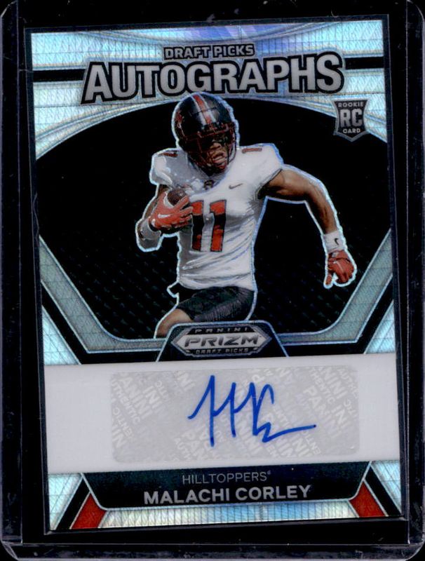 Malachi Corley 2024 Prizm Draft Picks #DPA-MCY Draft Picks Autographs - Hyper Rookie RAW