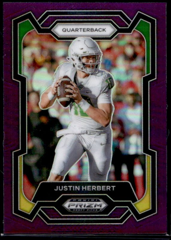 Justin Herbert 2024 Prizm Draft Picks #69 Purple /75 RAW
