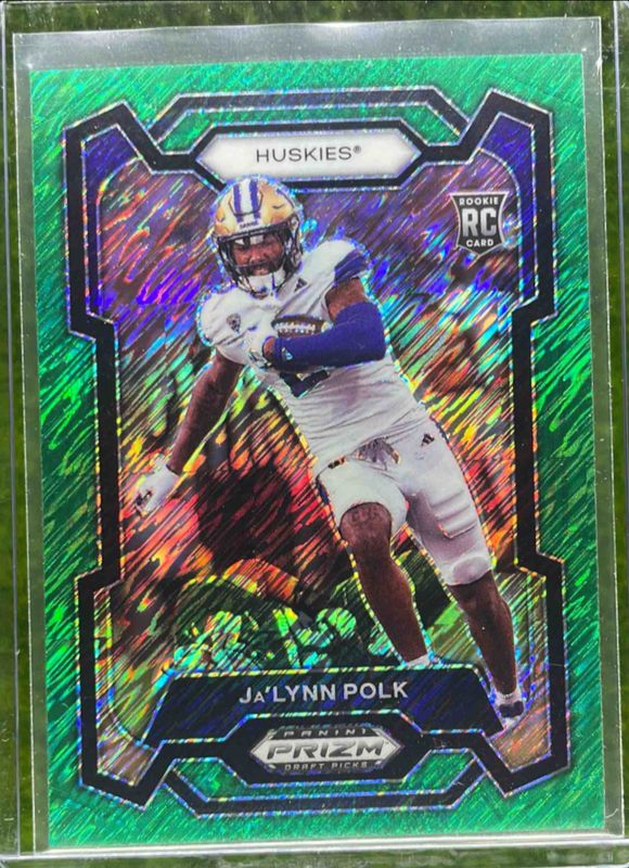 Ja'Lynn Polk 2024 Prizm Draft Picks #177 Green Shimmer /8 Rookie RAW