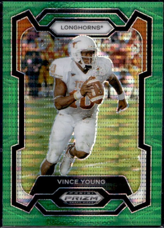Vince Young 2024 Prizm Draft Picks #25 Green Pulsar /25 RAW