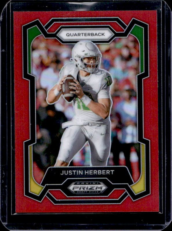 Justin Herbert 2024 Prizm Draft Picks #69 Red /299 RAW