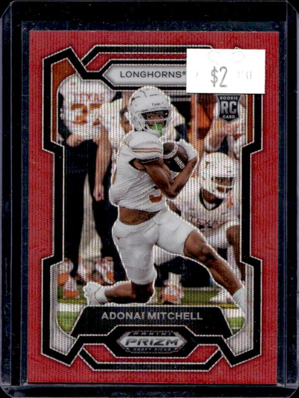 Adonai Mitchell 2024 Prizm Draft Picks #176 Ruby Wave Rookie RAW