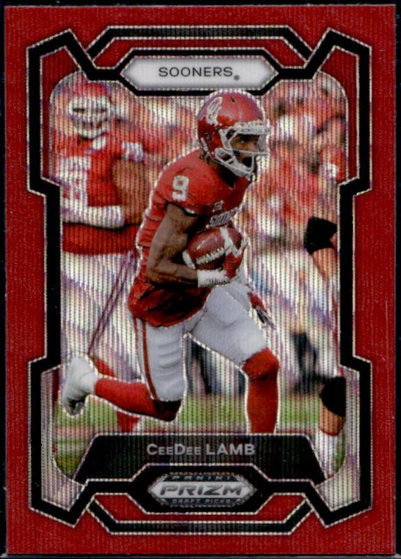 CeeDee Lamb 2024 Prizm Draft Picks #30 Ruby Wave RAW