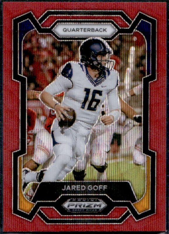 Jared Goff 2024 Prizm Draft Picks #71 Ruby Wave RAW