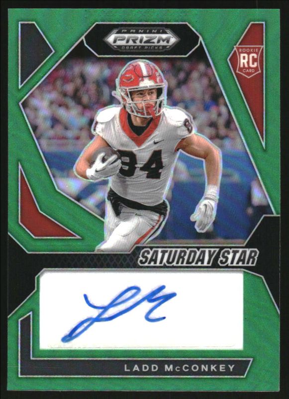 Ladd McConkey 2024 Prizm Draft Picks #SSS-LMY Saturday Star Signatures - Green Rookie RAW