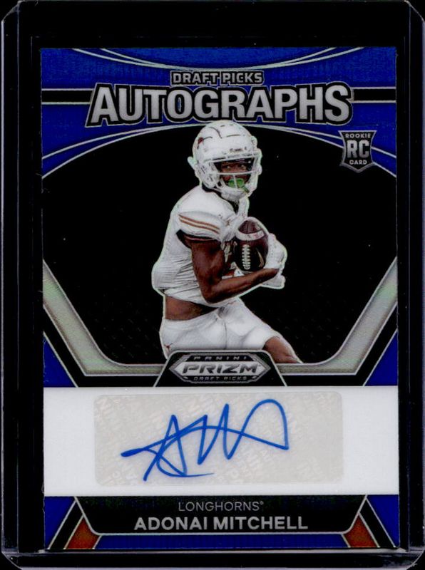 Adonai Mitchell 2024 Prizm Draft Picks #DPA-AML Draft Picks Autographs - Blue /149 Rookie RAW