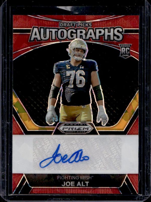 Joe Alt 2024 Prizm Draft Picks #DPA-JAT Draft Picks Autographs - Red Ice Rookie RAW