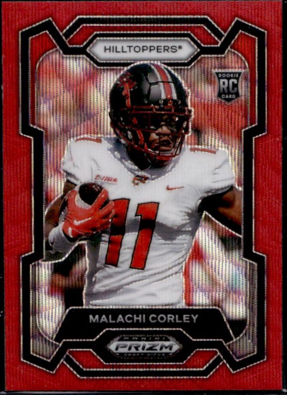 Malachi Corley 2024 Prizm Draft Picks #143 Ruby Wave Rookie RAW