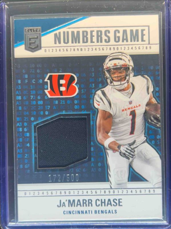 Ja'Marr Chase 2024 Elite #NG-JCH Numbers Game Jerseys /500 RAW