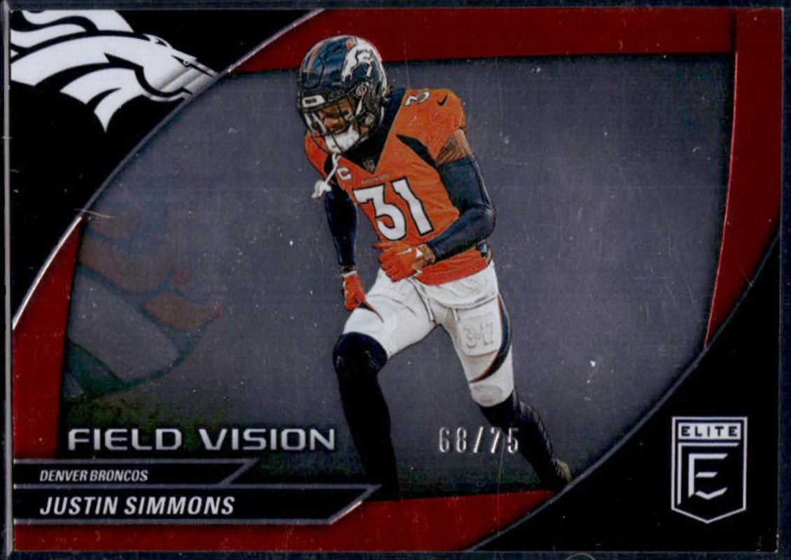 Justin Simmons 2024 Elite #10 Field Vision - Red /75 RAW