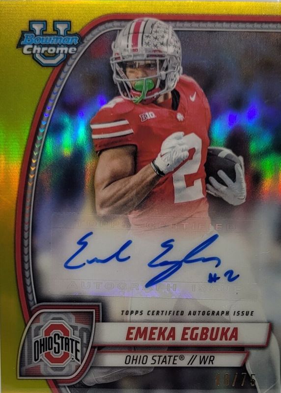 2024 Bowman Chrome University #PA-EEG Prospect Auto - Yellow Refractor /75