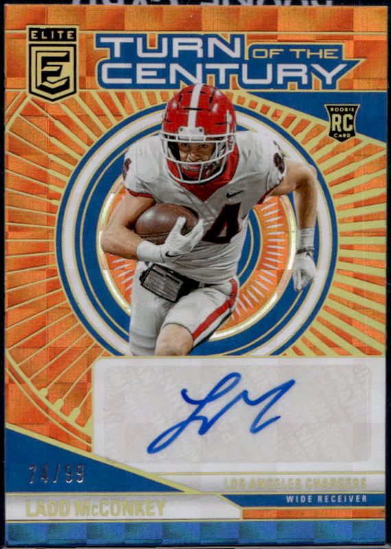 Ladd McConkey 2024 Elite #TCA-LMC Turn of the Century Autographs - Orange /99 Rookie RAW