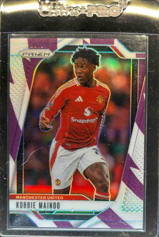 Kobbie Mainoo 2024 Prizm Premier League #124 Purple & White Stripes /92 RAW