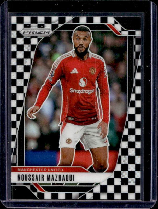 Noussair Mazraoui 2024 Prizm Premier League #139 Black & White Checker RAW