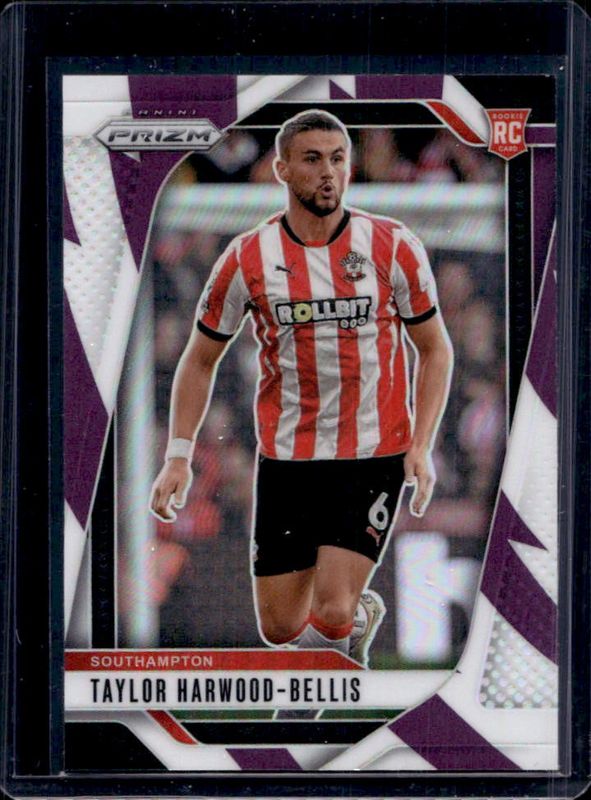 Taylor Harwood-Bellis 2024 Prizm Premier League #293 Purple & White Stripes /92 RAW