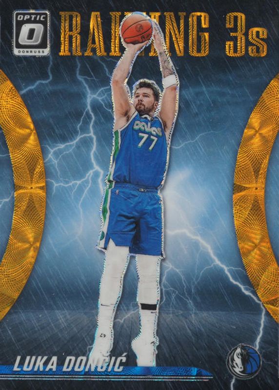 Luka Doncic 2023 Optic #15 Raining 3s - International Gold /10 RAW