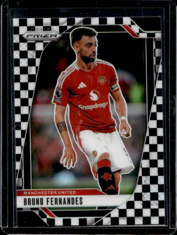 Bruno Fernandes 2024 Prizm Premier League #129 Black & White Checker RAW