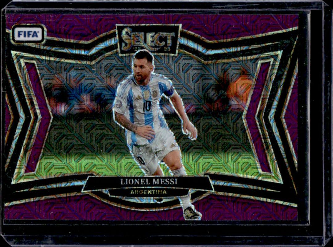 Lionel Messi 2024 Select FIFA #244 Field Level Purple Mojo RAW
