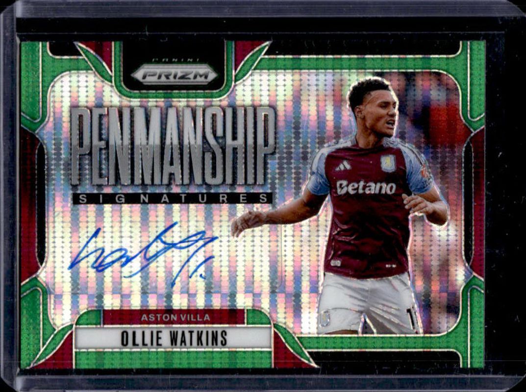 Ollie Watkins 2024 Prizm Premier League #P-OW Penmanship - Green Pulsar RAW