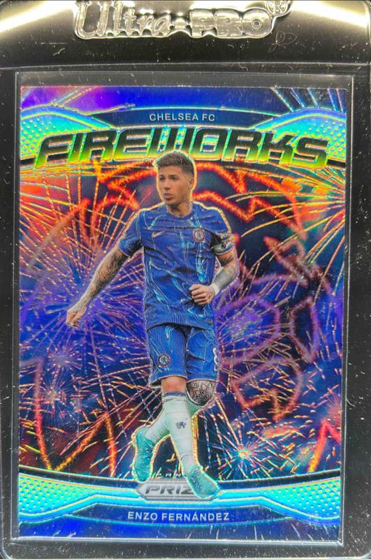 Enzo Fernandez 2024 Prizm Premier League #6 Fireworks - Silver RAW