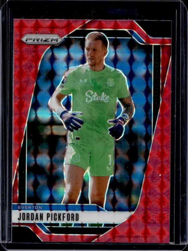 Jordan Pickford 2024 Prizm Premier League #233 Red Mosaic RAW