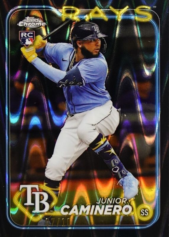 Junior Caminero 2024 Topps Chrome #213 Black RayWave Refractor /10 Rookie SGC 9