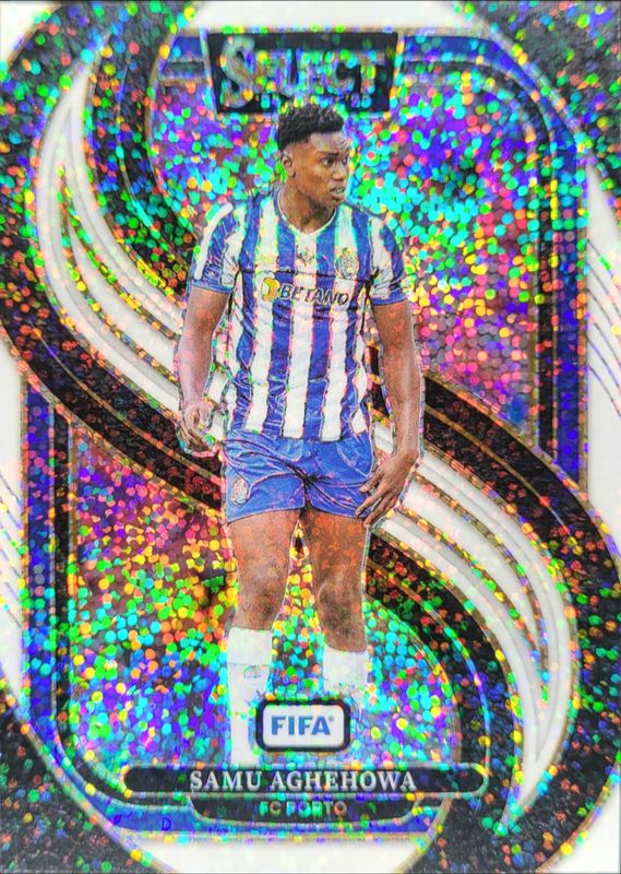 Samu Aghehowa 2024 Select FIFA #149 Mezzanine White Sparkle RAW