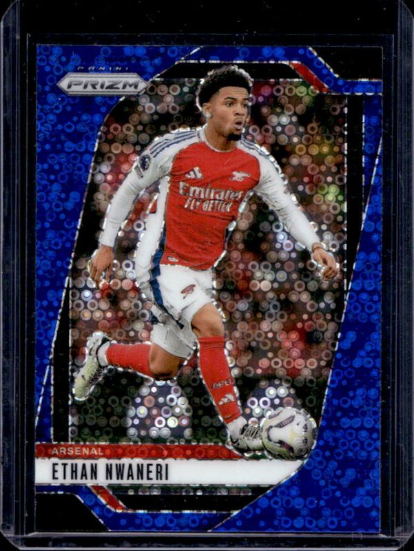 Ethan Nwaneri 2024 Prizm Premier League #31 Blue Breakaway /99 Rookie RAW
