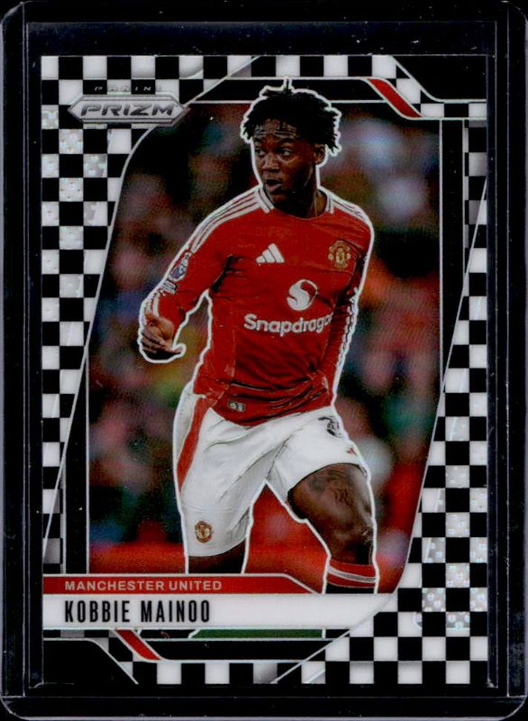 Kobbie Mainoo 2024 Prizm Premier League #124 Black & White Checker RAW