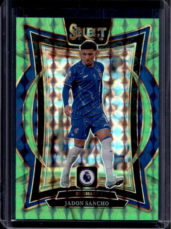 Jadon Sancho 2024 Select Premier League #82 Terrace Green Fluorescent /125 RAW