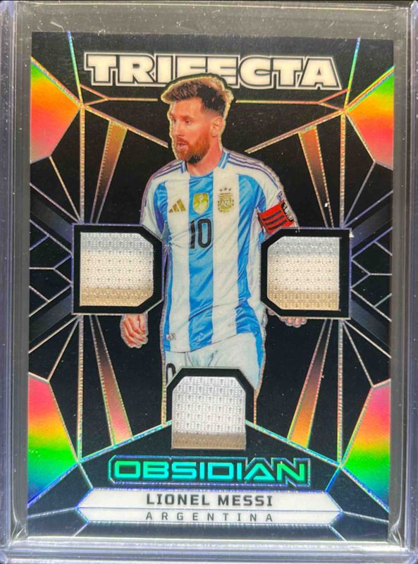 Lionel Messi 2024 Obsidian #TM-LM Trifecta Material /199 RAW