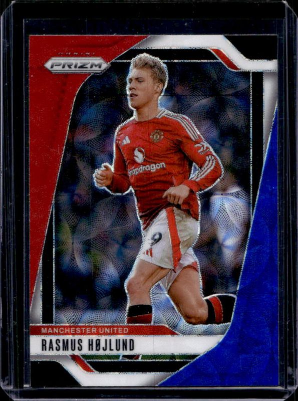 Rasmus Hojlund 2024 Prizm Premier League #135 Choice Red White & Blue RAW