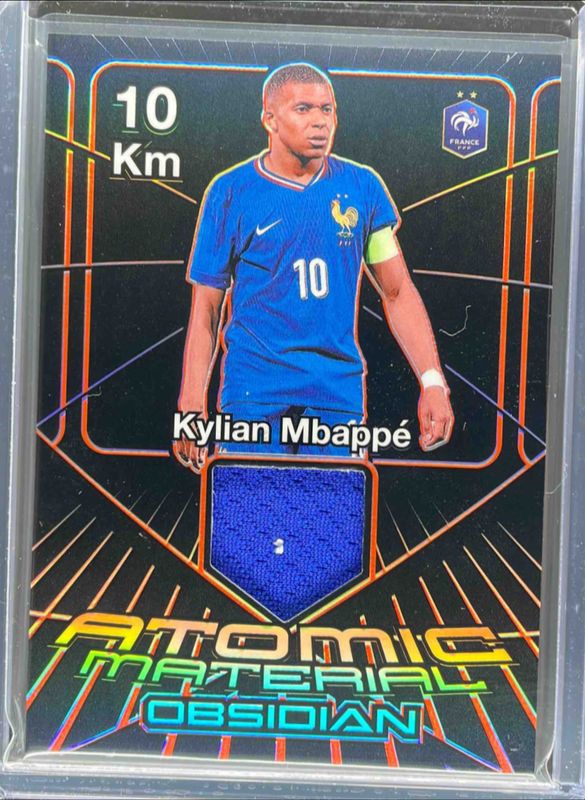 Kylian Mbappe 2024 Obsidian #AM-KM Atomic Material - Electric Etch Orange /99 RAW
