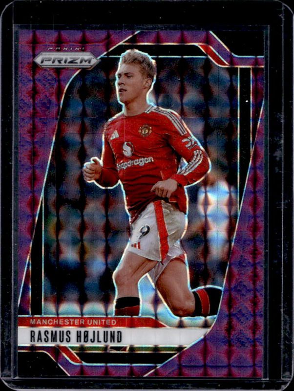 Rasmus Hojlund 2024 Prizm Premier League #135 Purple Mosaic /249 RAW