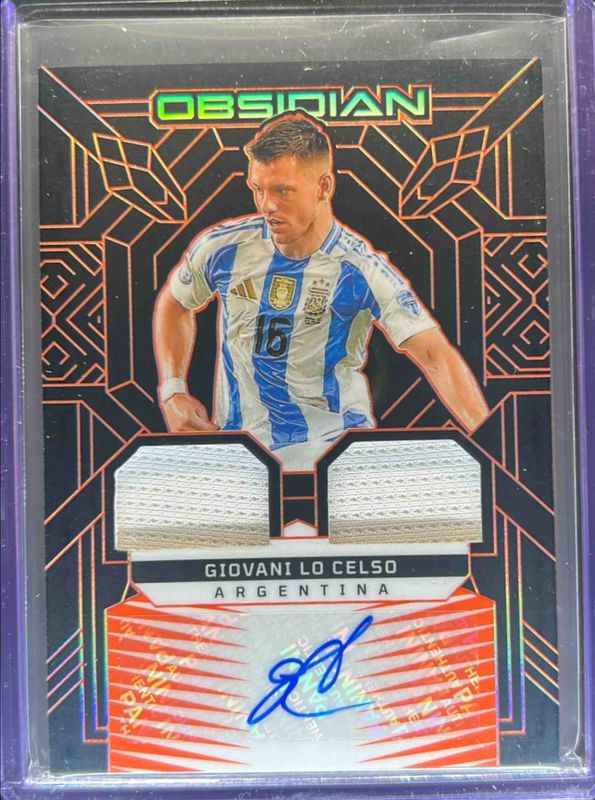 Giovani Lo Celso 2024 Obsidian #DJ-GLC Dual Jersey Ink - Electric Etch Orange /25 RAW