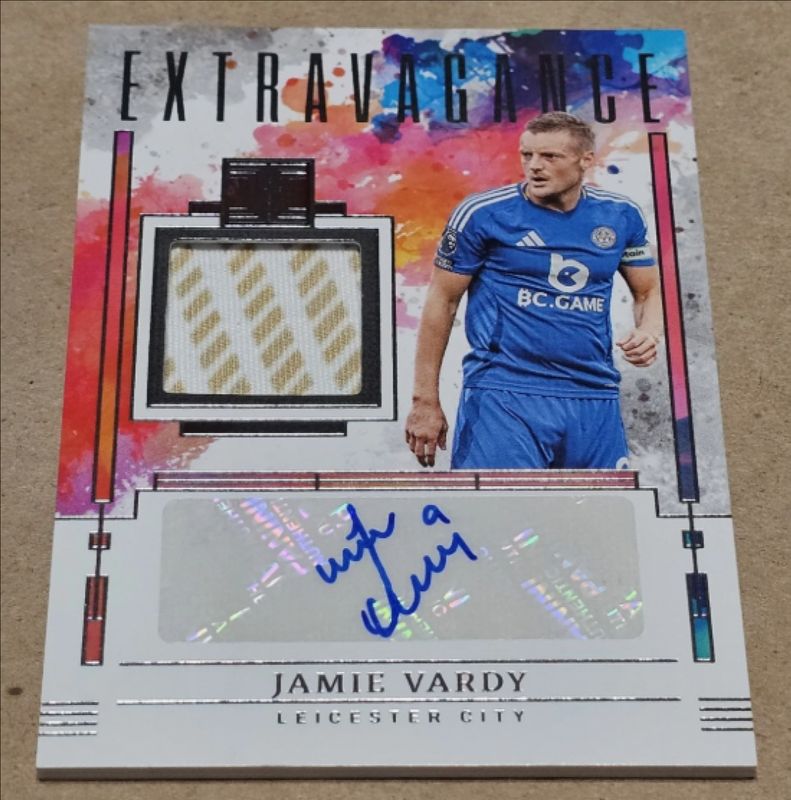 Jamie Vardy 2024 Impeccable Premier League #EM-JV Extravagance Materials Autographs /49 RAW
