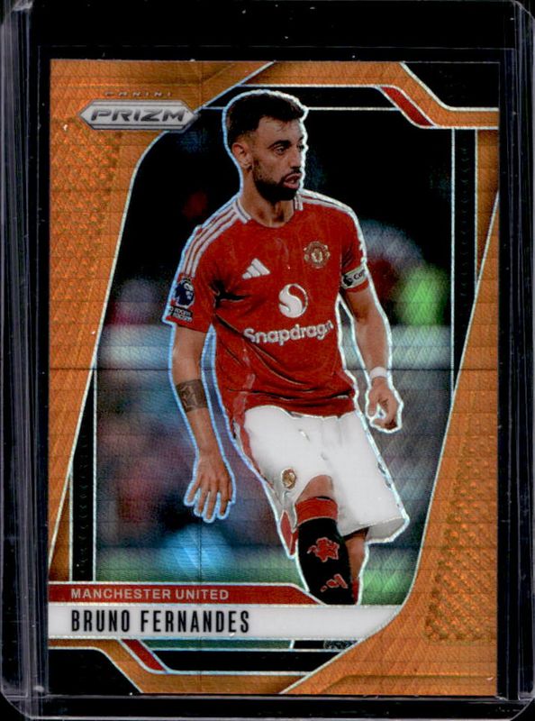 Bruno Fernandes 2024 Prizm Premier League #129 Orange Hyper RAW