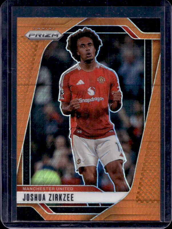 Joshua Zirkzee 2024 Prizm Premier League #128 Orange Hyper RAW