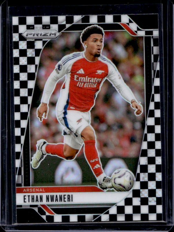 Ethan Nwaneri 2024 Prizm Premier League #31 Black & White Checker Rookie RAW