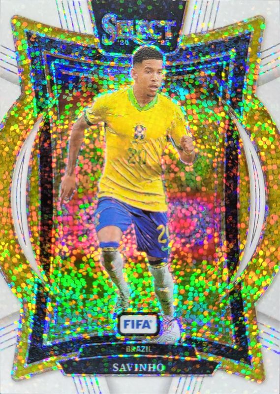 Savinho 2024 Select FIFA #62 Terrace White Sparkle RAW