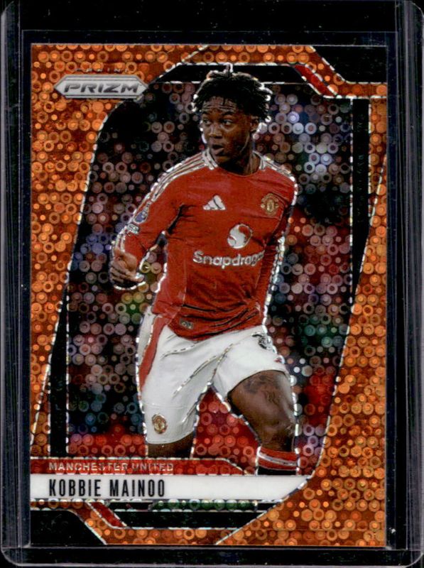 Kobbie Mainoo 2024 Prizm Premier League #124 Orange Breakaway RAW