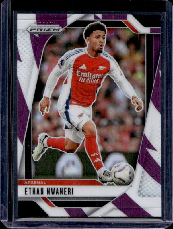 Ethan Nwaneri 2024 Prizm Premier League #31 Purple & White Stripes /92 Rookie RAW
