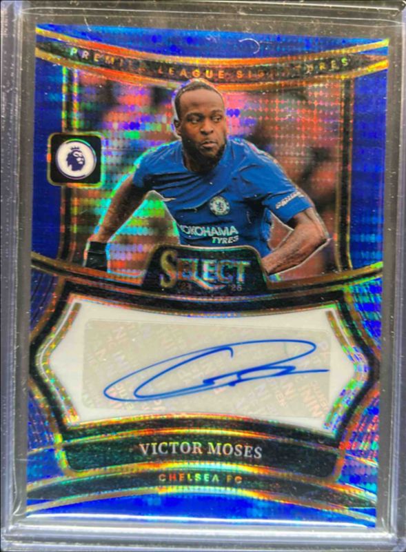 Victor Moses 2024 Select Premier League #S-VM Signatures Blue Pulsar RAW