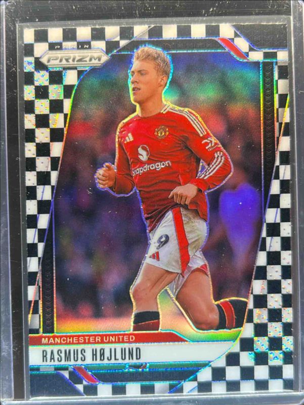 Rasmus Hojlund 2024 Prizm Premier League #135 Black & White Checker RAW