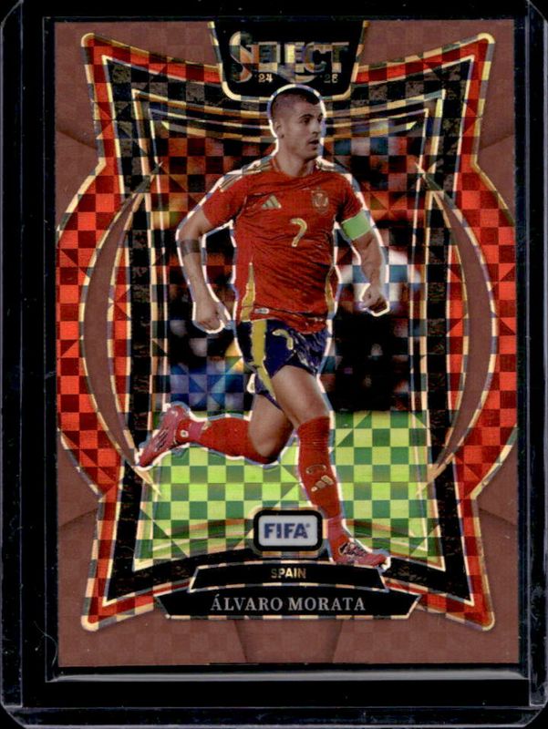 Alvaro Morata 2024 Select FIFA #88 Terrace Bronze Checker /75 RAW