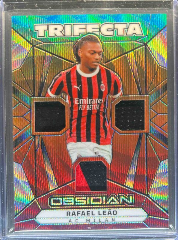 Rafael Leao 2024 Obsidian #TM-RL Trifecta Material - Electric Etch Taiga /4 RAW