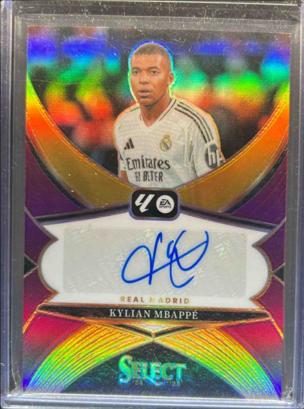 Kylian Mbappe 2024 Select La Liga #SE-KM Select Signatures Purple /49 RAW