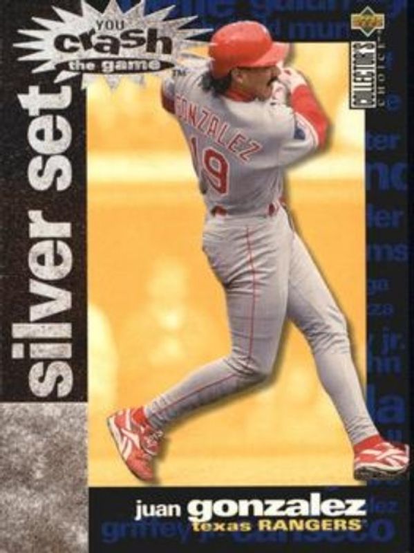 Juan Gonzalez 1995 Collector's Choice #CR7 You Crash the Game Silver Exchange RAW