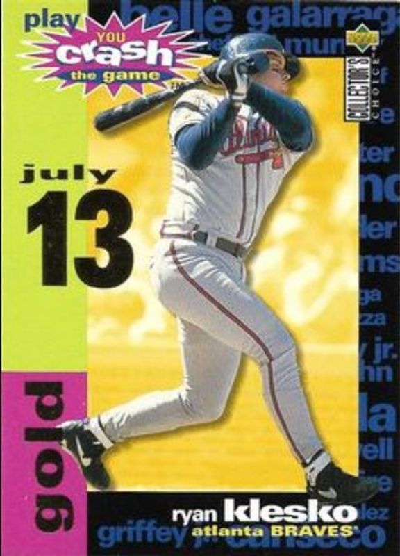 Ryan Klesko 1995 Collector's Choice #CG11a You Crash the Game Gold RAW