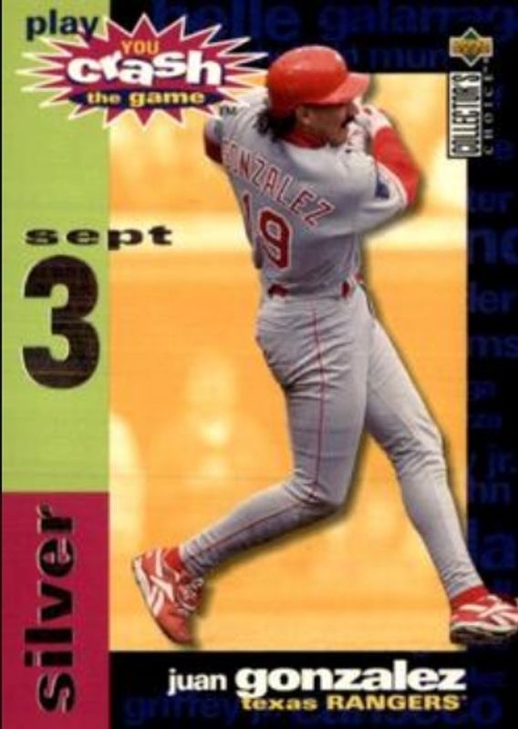 Juan Gonzalez 1995 Collector's Choice #CG7c You Crash the Game Silver RAW
